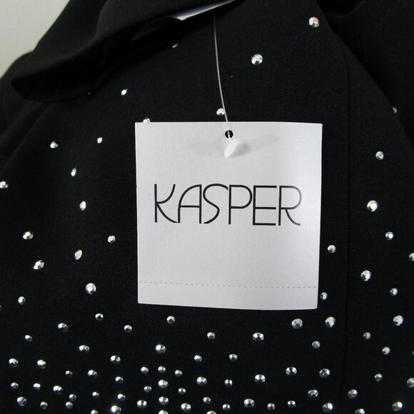 Kasper Plus Size Black Embellished Gem Blazer Jacket 14 Formal Business Career - Picture 8 of 8